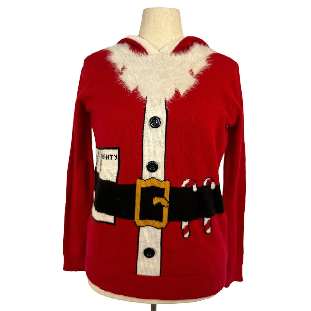 Rue21 Santa Claus Ugly Christmas Sweater Hoodie | Size Medium